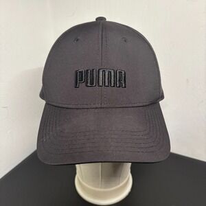 PUMA Stretch Fitted Hat Black L/XL Lightweight Embroidered Logo Vented Athletic